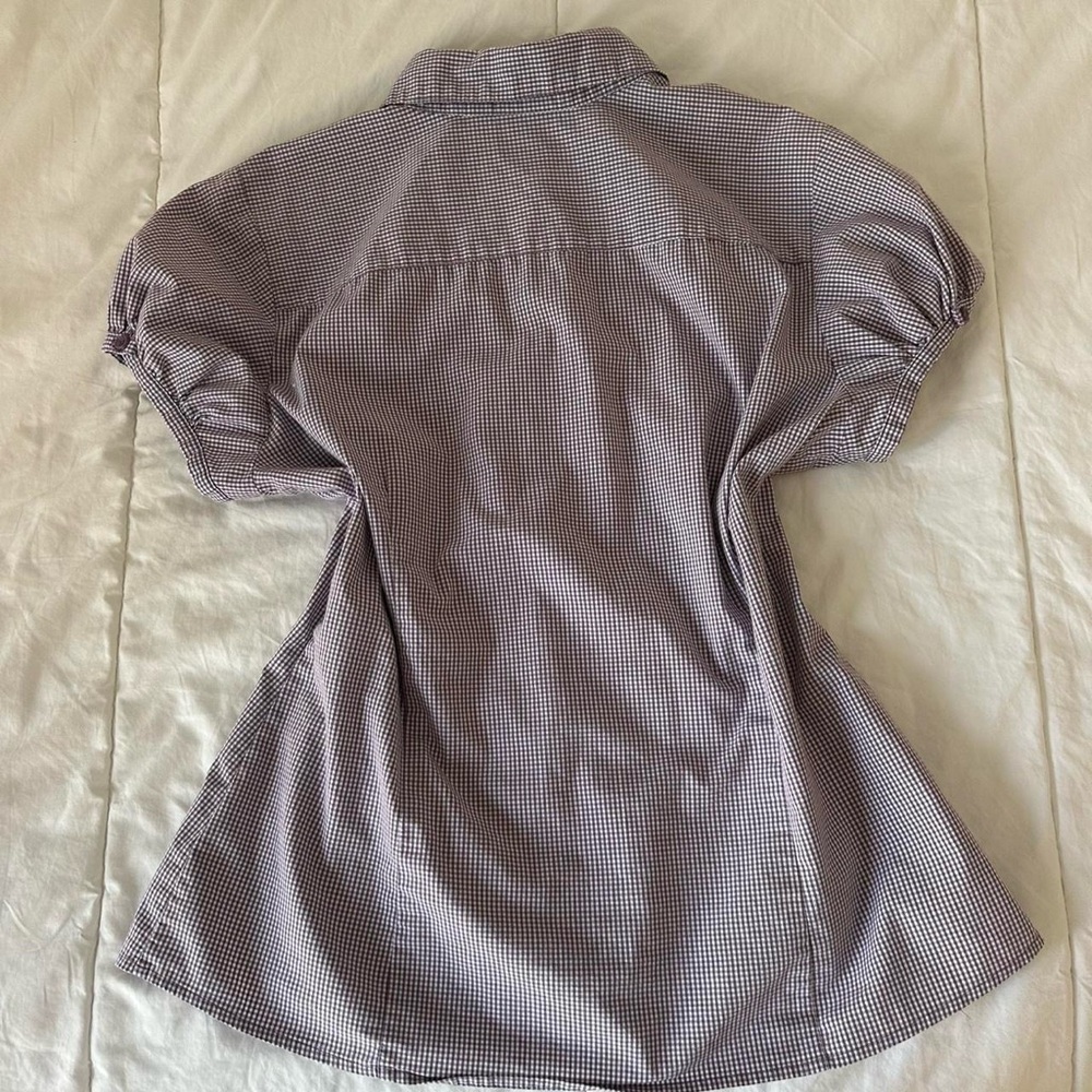 purple gingham button up blouse - image 7